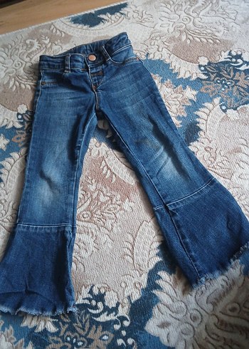 Kız Çocuk Mavi Bol Paça Denim Pantolon - Görsel 2