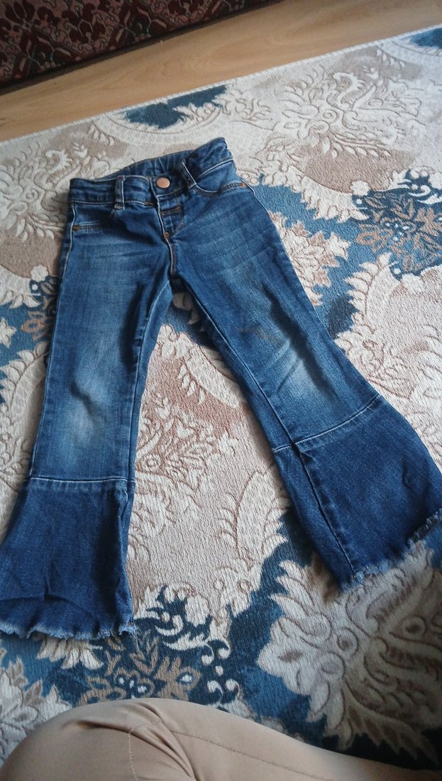 Kız Çocuk Mavi Bol Paça Denim Pantolon - Görsel 2