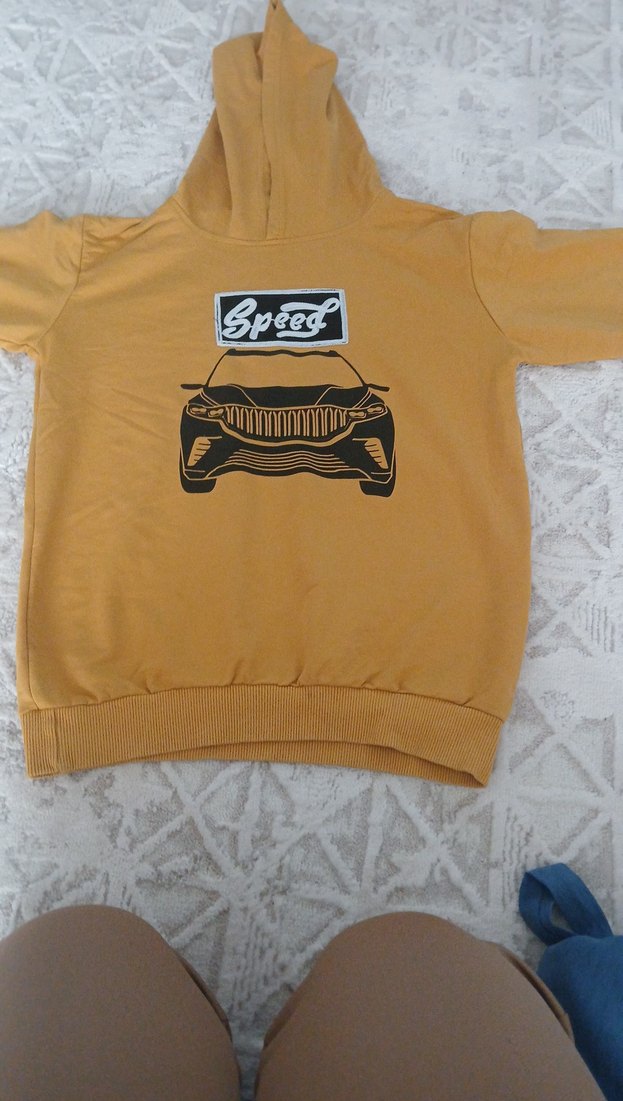 Kapüşonlu Sarı Erkek Sweatshirt - Görsel 2