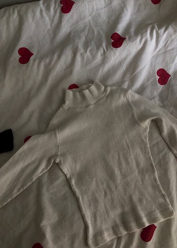 Beyaz Kadın Fitilli Triko Balıkçı Kazak - Görsel 2