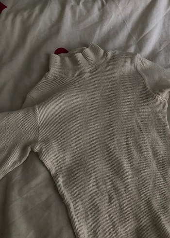 Beyaz Kadın Fitilli Triko Balıkçı Kazak - Görsel 3