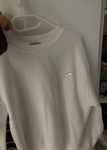 Kadın Beyaz Pamuklu Salaş Sweatshirt - Görsel 3