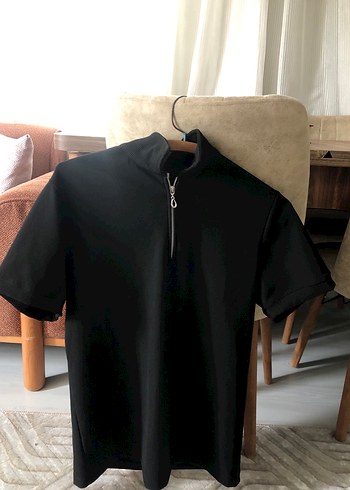 Fermuarlı Siyah Kısa Kollu Hamile Gömleği - Görsel 4