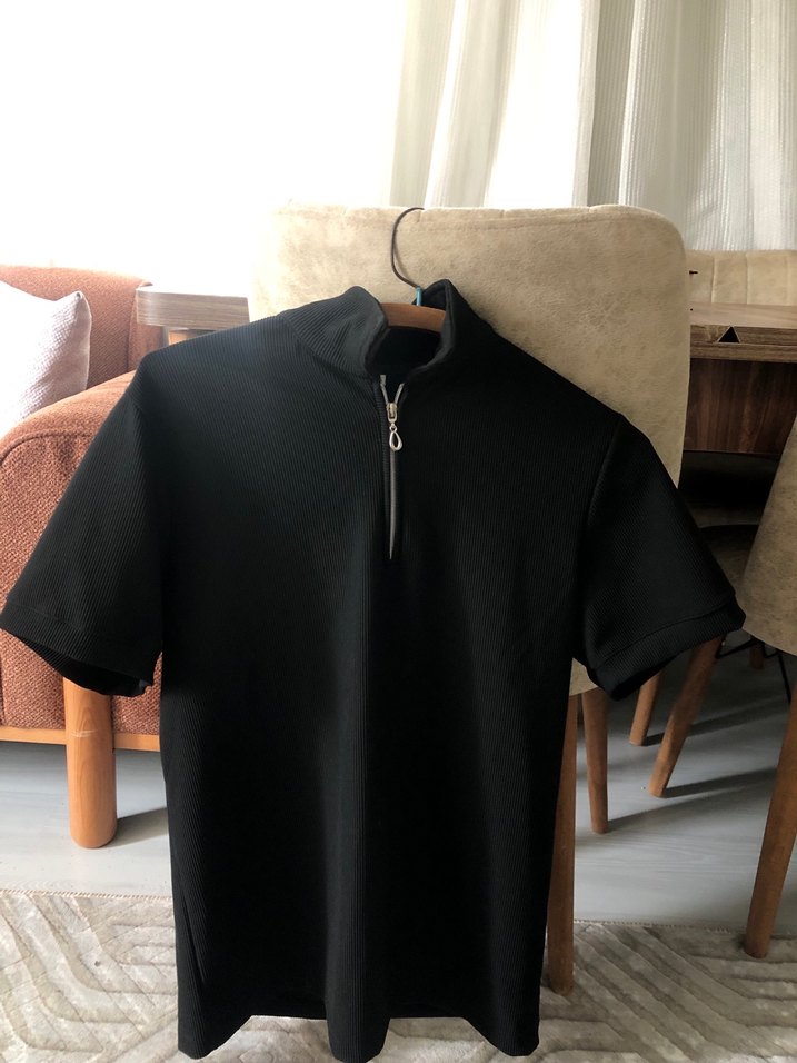 Fermuarlı Siyah Kısa Kollu Hamile Gömleği - Görsel 4