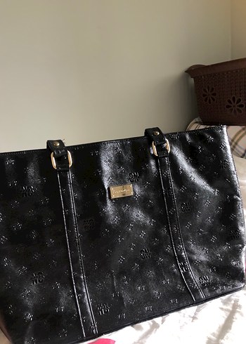 Parlak Siyah Desenli Deri Kadın Çanta - Görsel 3