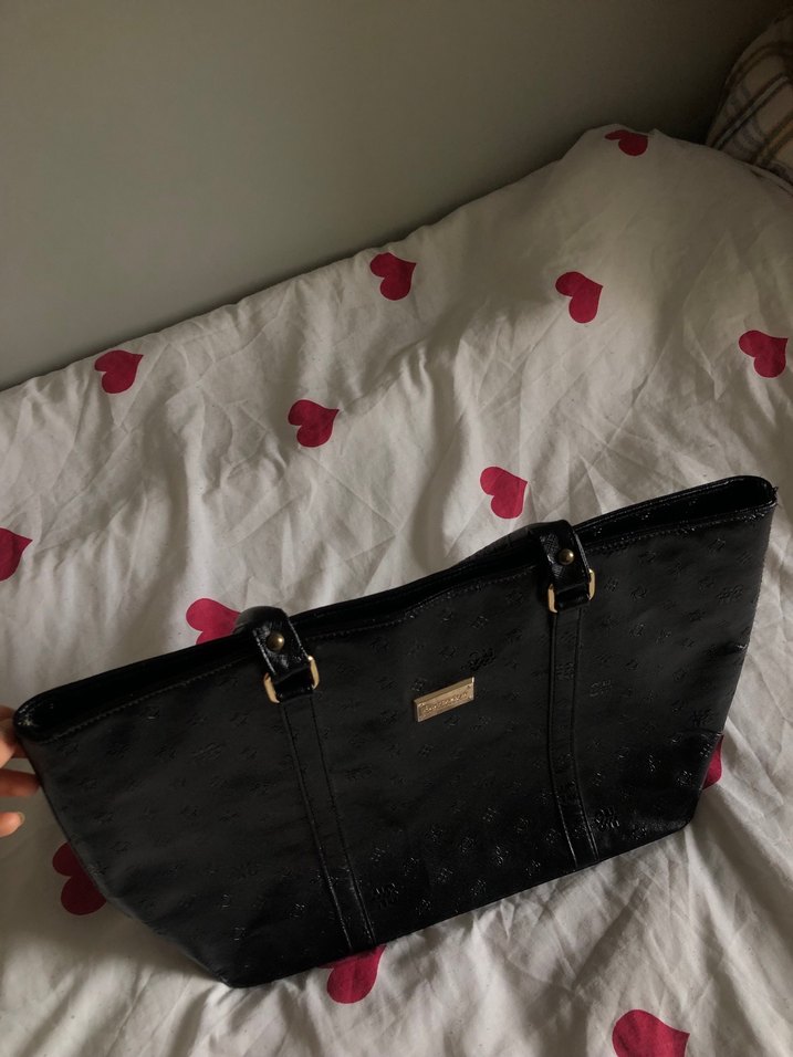 Parlak Siyah Desenli Deri Kadın Çanta - Görsel 2