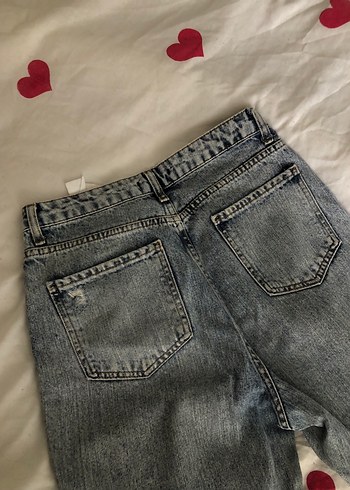 Düğmeli Gri Mavi Kadın Denim Pantolon - Görsel 4