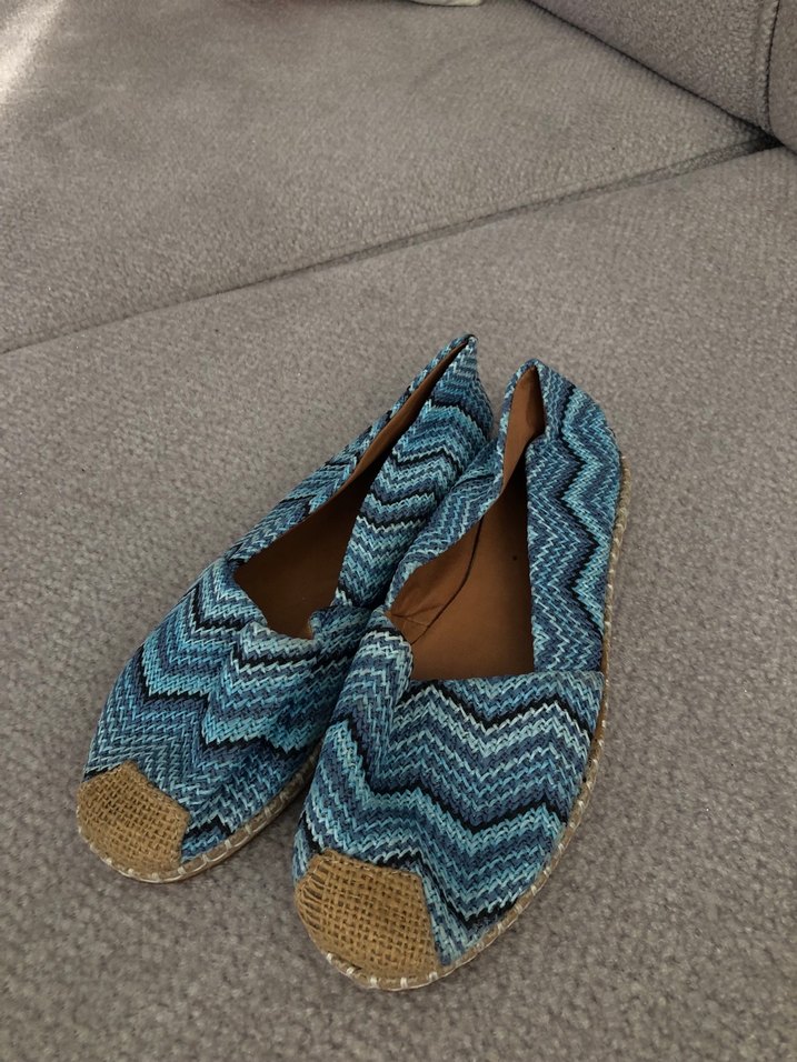 Mavi Örgü Dolgu Topuklu Bohem Espadril - Görsel 2