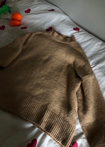 Kahverengi Örgü Kadın Yün Kazak - Görsel 3