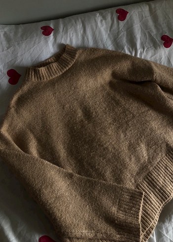 Kahverengi Örgü Kadın Yün Kazak - Görsel 2