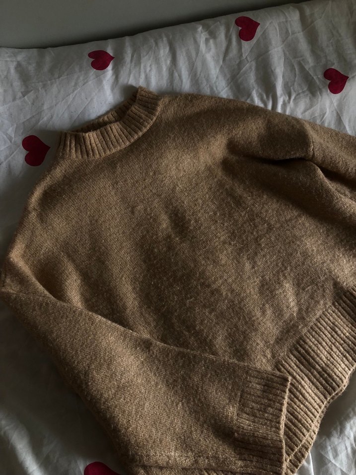 Kahverengi Örgü Kadın Yün Kazak - Görsel 2