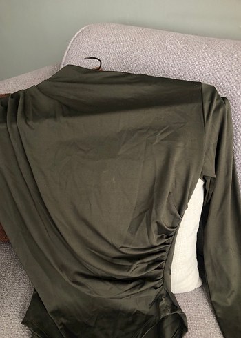 Kahverengi Drapeli Balıkçı Yaka Kadın Bluz - Görsel 4