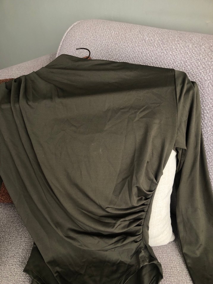 Kahverengi Drapeli Balıkçı Yaka Kadın Bluz - Görsel 4