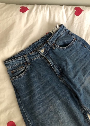 Düğmeli Lacivert Kadın Kot Pantolon - Görsel 2