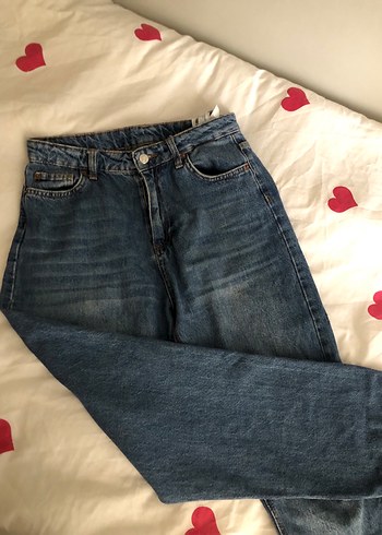 Düğmeli Lacivert Kadın Kot Pantolon - Görsel 3