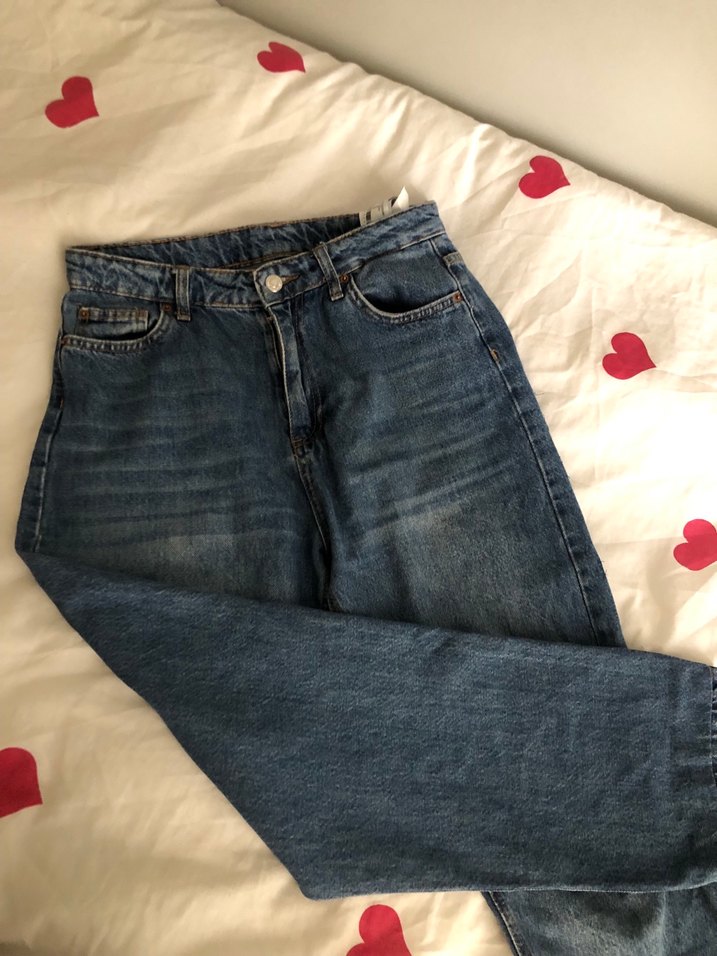 Düğmeli Lacivert Kadın Kot Pantolon - Görsel 3