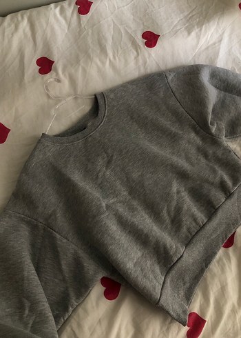 Gri Kadın Oversize Sweatshirt - Görsel 2