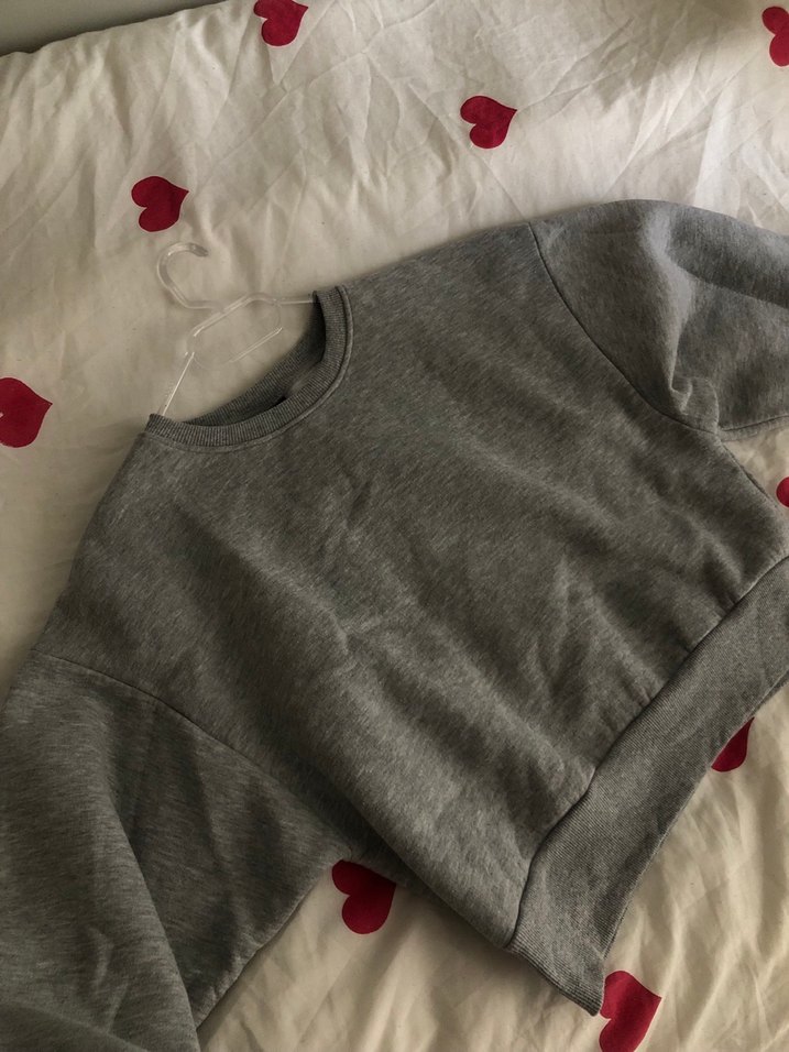 Gri Kadın Oversize Sweatshirt - Görsel 2