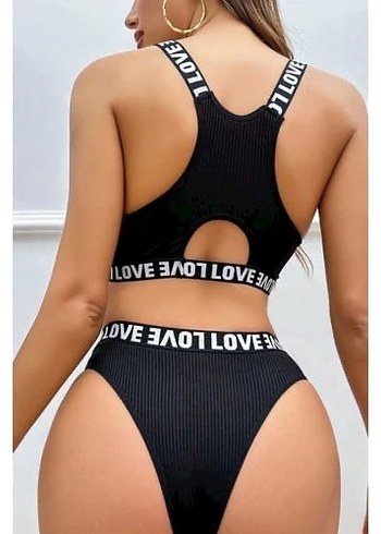 Siyah LOVE Baskılı Külot Takımı S-M-L - Görsel 2