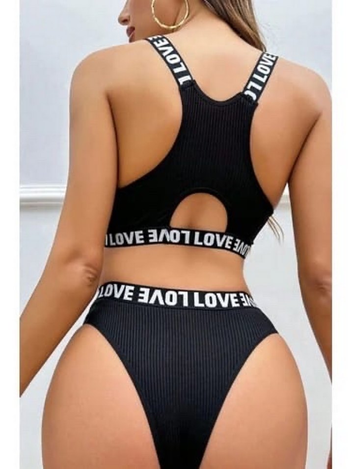 Siyah LOVE Baskılı Külot Takımı S-M-L - Görsel 2