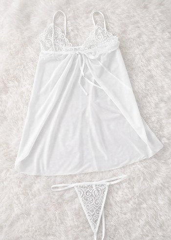 2'li Siyah Mini İnce Askılı Kadın Gecelik - Görsel 3