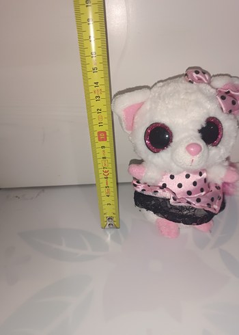 Pembe Elbiseli Fiyonklu oyuncak Peluş Kedi - Görsel 2