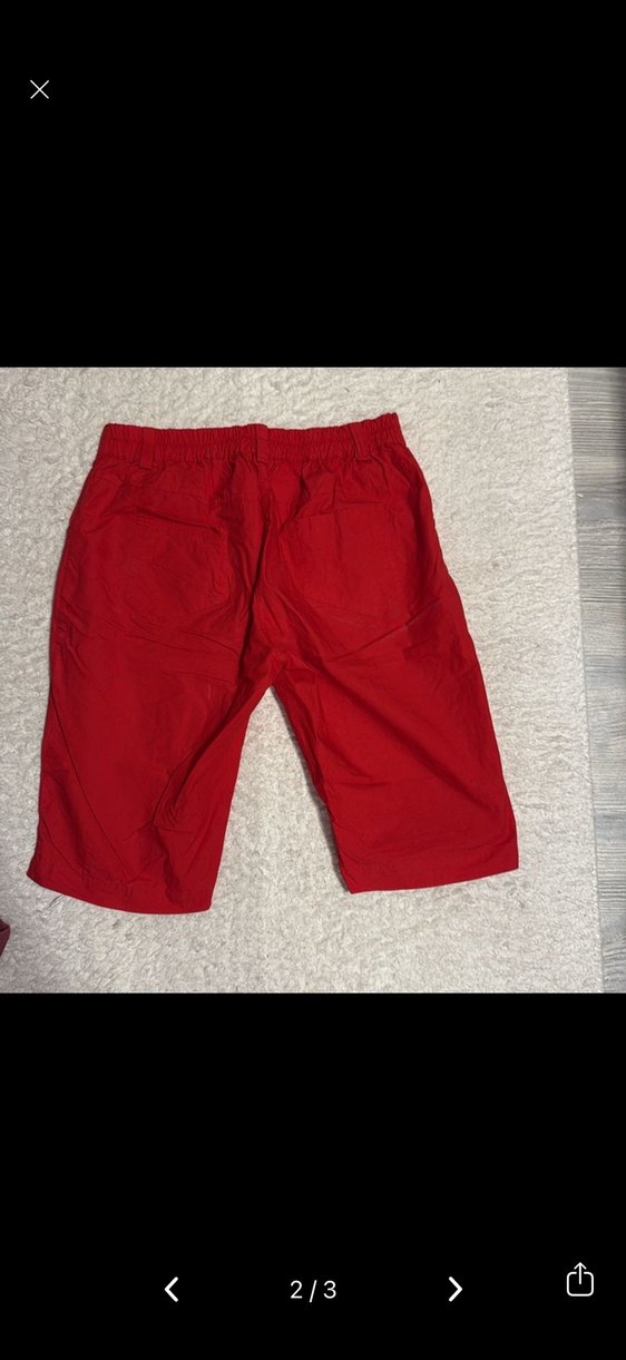 Kırmızı Kadın Bermuda Şort Rahat Kesim - Görsel 2