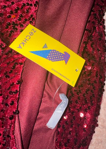 Bordo Payetli Uzun Kollu Abiye Elbise - Görsel 4