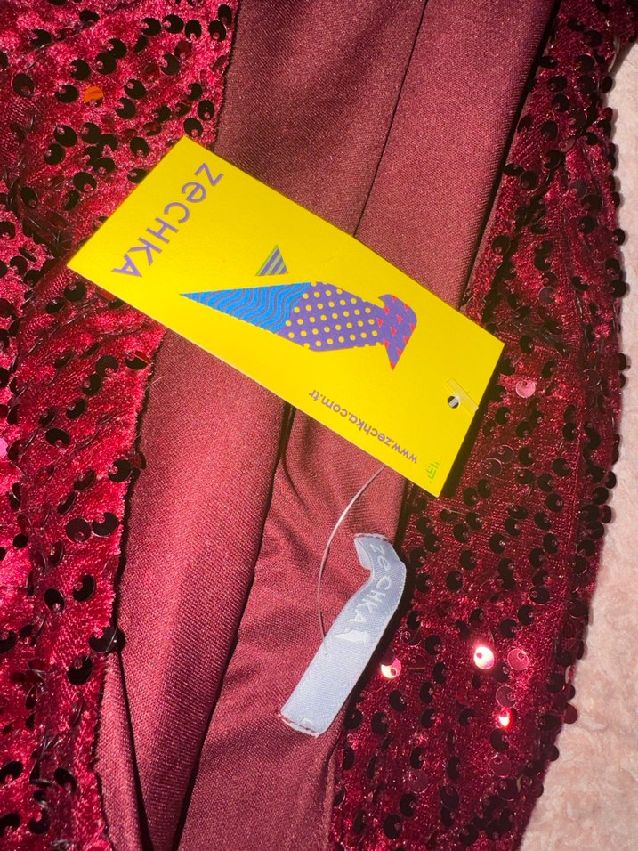 Bordo Payetli Uzun Kollu Abiye Elbise - Görsel 4