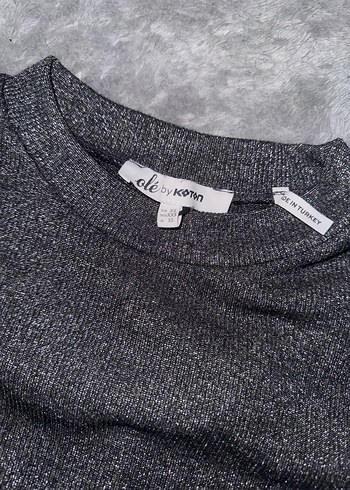 Gri simli Uzun Kollu crop Kazak - Görsel 3