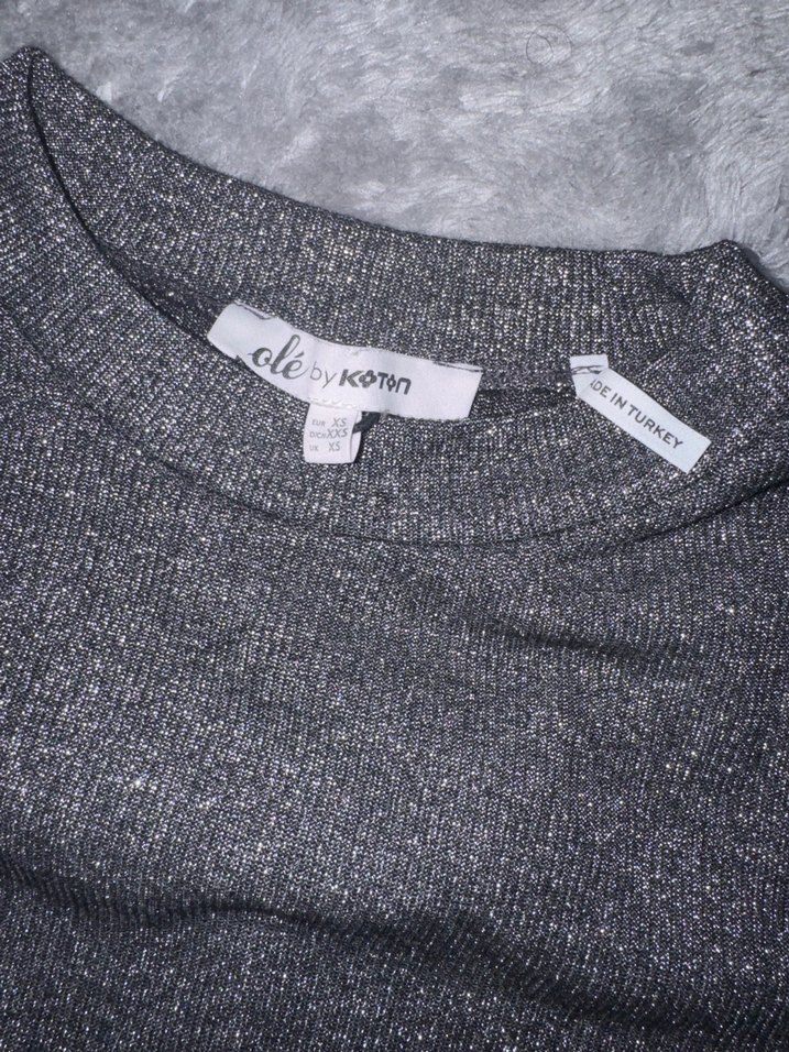 Gri simli Uzun Kollu crop Kazak - Görsel 2