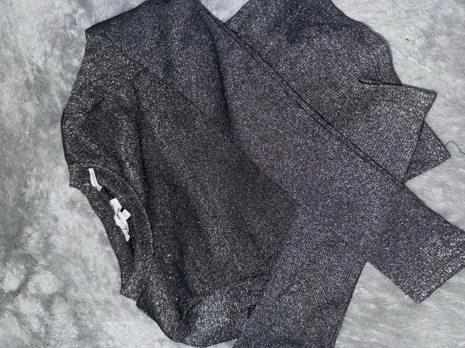 Gri simli Uzun Kollu crop Kazak - Görsel 4