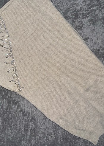 Triko taşlı Uzun Kadın Etek - Görsel 7