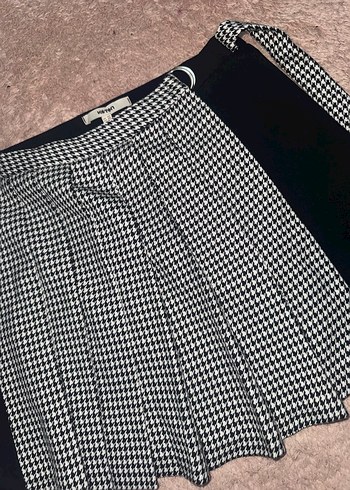 Pileli Mini Etek Kontrast - Görsel 7