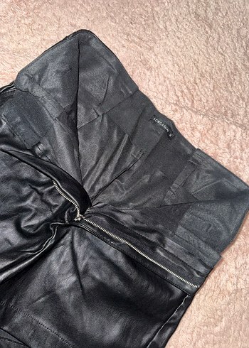 Siyah Deri Kadın şort - Görsel 5