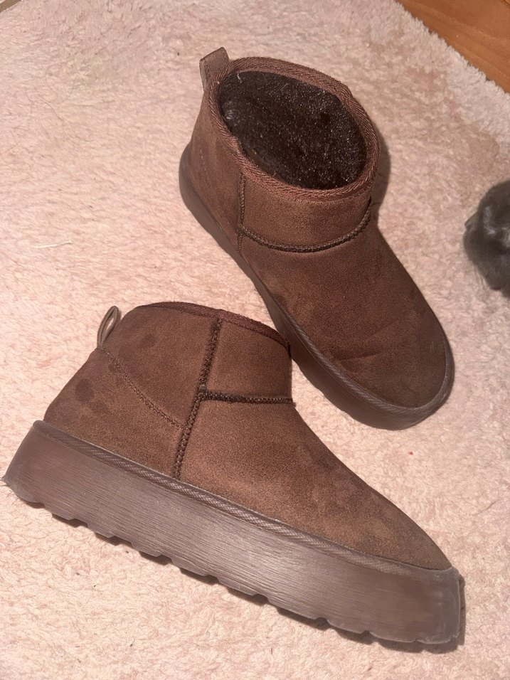 Kahverengi Süet Kürklü Kadın Dolgu Topuk Bot - Görsel 3