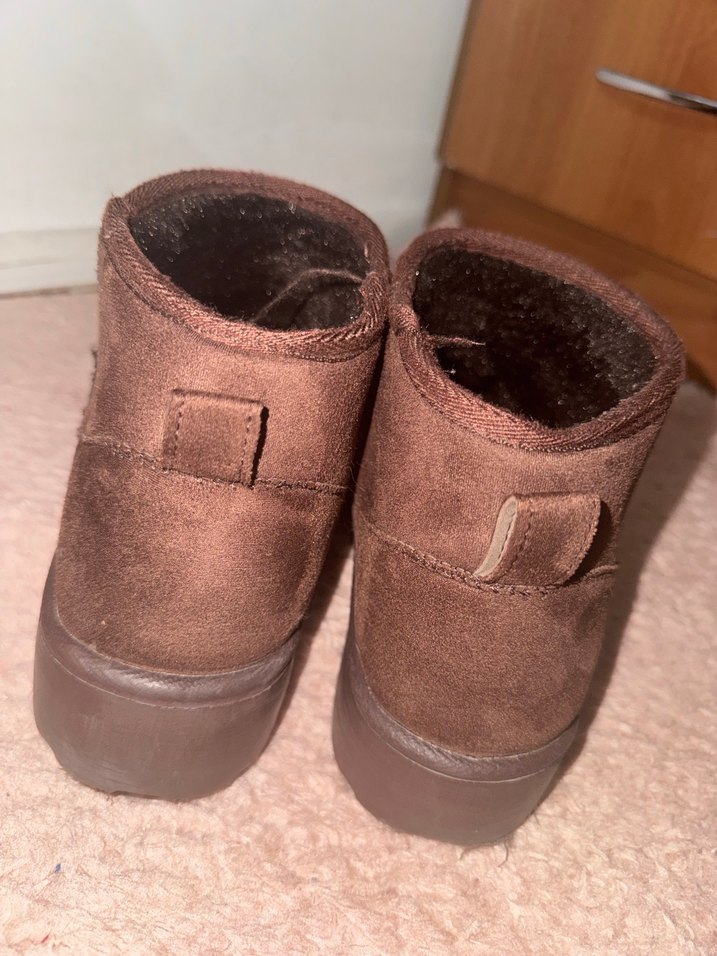 Kahverengi Süet Kürklü Kadın Dolgu Topuk Bot - Görsel 2