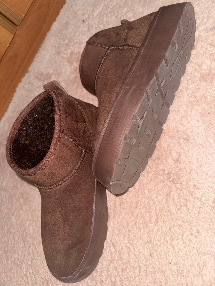 Kahverengi Süet Kürklü Kadın Dolgu Topuk Bot - Görsel 4