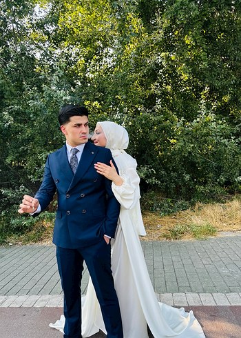 Beyaz tesettur nisan abiyesi - Görsel 4