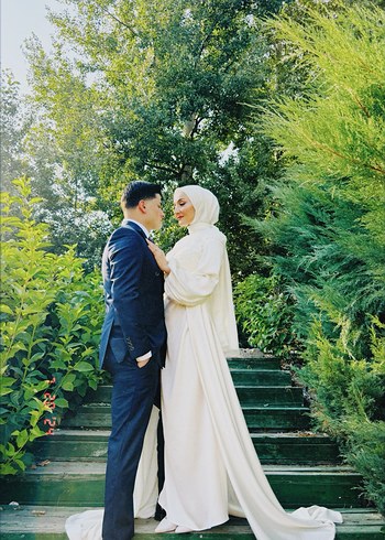 Beyaz tesettur nisan abiyesi - Görsel 5