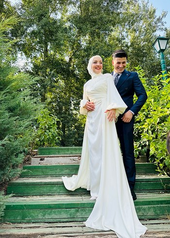 Beyaz tesettur nisan abiyesi - Görsel 7