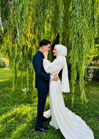 Beyaz tesettur nisan abiyesi - Görsel 10