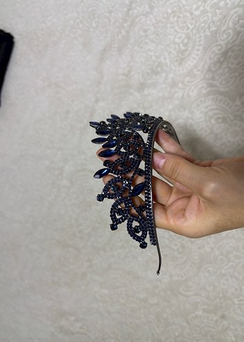 Mavi Parlak Gotik Gelin Taç - Görsel 3
