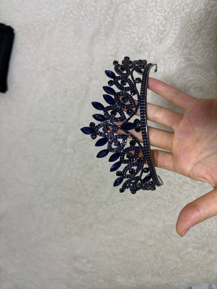 Mavi Parlak Gotik Gelin Taç - Görsel 2