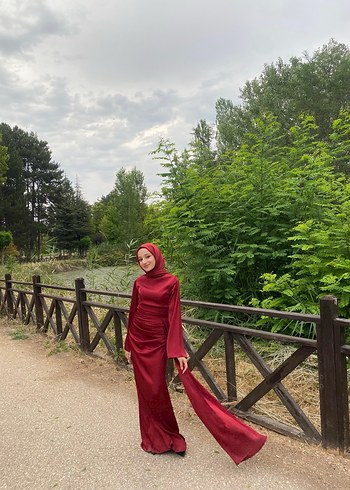 Bordo Uzun Kol Drapeli Bohem Kadın Elbise - Görsel 5