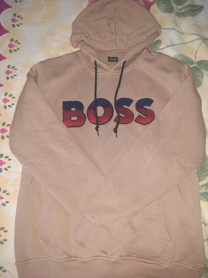 (Premium) Boss Marka ithal nakışlı bej rengi sweat - Görsel 3