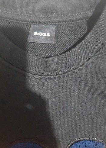 BOSS Baskılı Orjinal Siyah Erkek Sweatshirt - Görsel 3