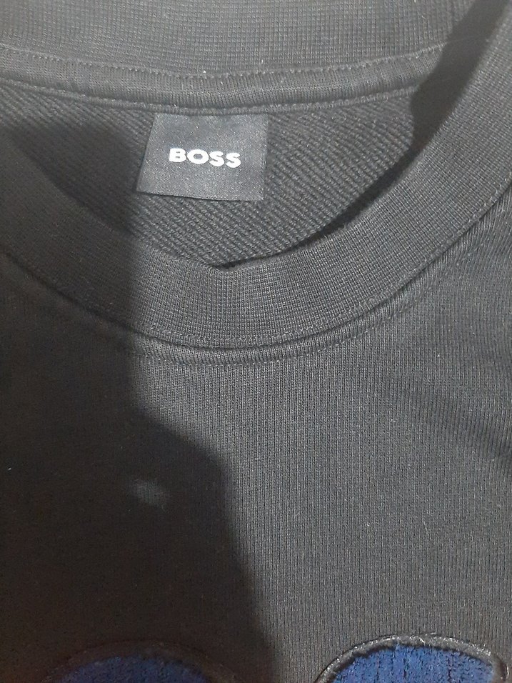 BOSS Baskılı Orjinal Siyah Erkek Sweatshirt - Görsel 3