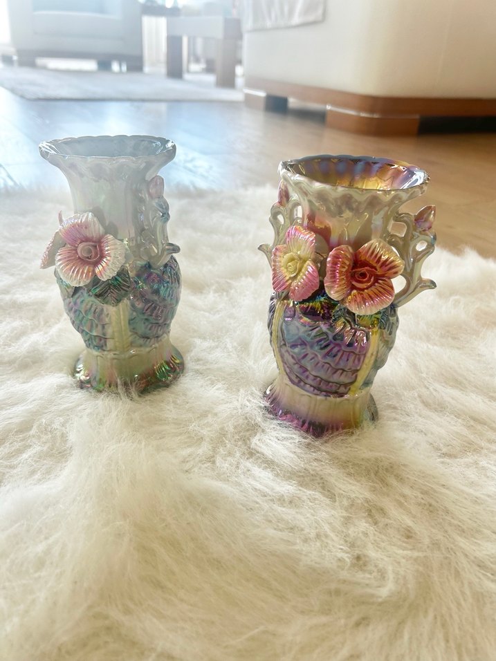 Pastel Çok Renkli Çiçekli Seramik Vazolar 2 adet 18 cm - Görsel 2