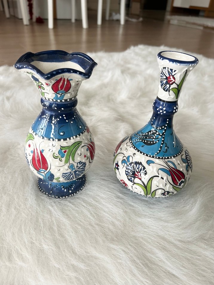 Çini el yapımı Seramik Vazo Seti 2 adet 22 cm - Görsel 2